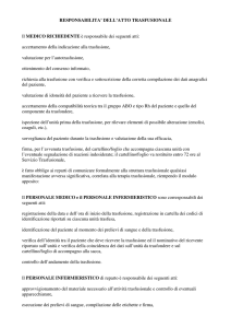 Responsabilità dell`atto trasfusionale