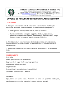 LAVORO DI RECUPERO ESTIVO IN CLASSE SECONDA ITALIANO