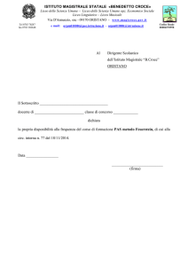 Disponibilità frequenza Corso di formazione PAS metodo Feuerstein