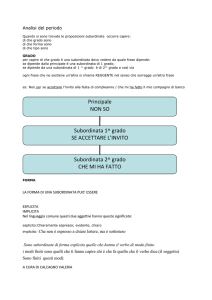 Principale NON SO Subordinata 1^ grado SE ACCETTARE L