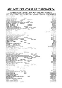 APPUNTI DEI CORSI DI INGEGNERIA
