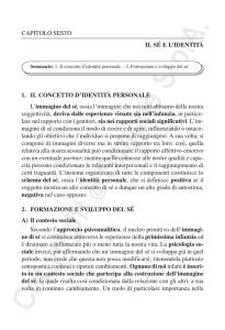 CAPITOLO SESTO IL SÉ E L`IDENTITÀ 1. IL CONCETTO D