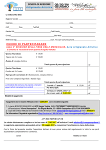 CHIEDE DI PARTECIPARARE SCHEDA DI ADESIONE Artigianato