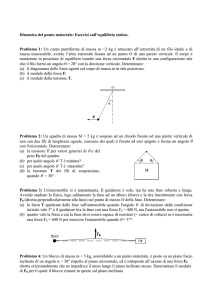 Dinamica del punto materiale: Esercizi sull`equilibrio statico