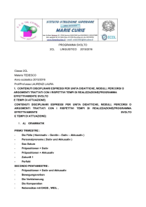 PROGRAMMAZIONE FINALE PER CLASSE Della
