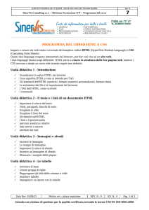 programma del corso html e css