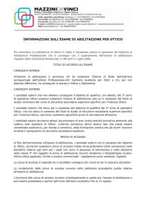 INFORMAZIONI SULL`ESAME DI ABILITAZIONE PER OTTICO