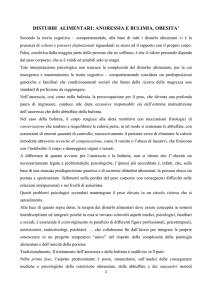 DISTURBI ALIMENTARI: ANORESSIA E BULIMIA, OBESITA`