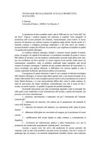 TECNOLOGIE METALLURGICHE ATTUALI E PROSPETTIVE DI