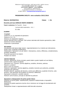 programma svolto 1bl - Liceo Statale MG Agnesi