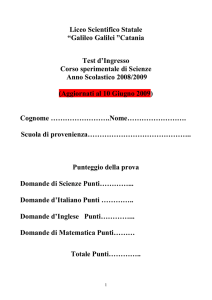 Liceo Scientifico Statale “Galileo Galilei ”Catania Test d`Ingresso