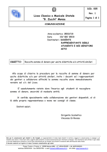 Raccolta somme di denaro per uscite didattiche e o