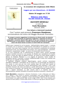 RACCONTI MUSICALI a cura di Carlo Boccadoro Con l` autore sarà