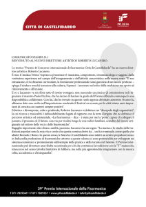 COMUNICATO STAMPA N.1 BENVENUTO AL NUOVO DIRETTORE