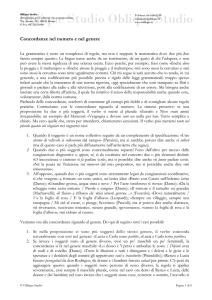 Concordanze nel numero e nel genere