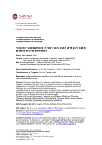 Progetto “Orientamento in rete”: corsi estivi 2015 per i test di