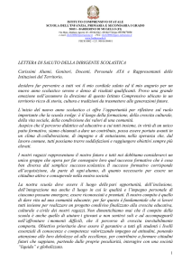 LETTERA DI SALUTO DELLA DIRIGENTE