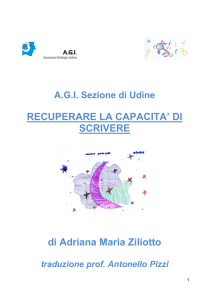 RECUPERARE LA CAPACITA` DI SCRIVERE di Adriana Maria Ziliotto