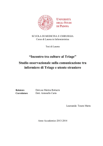 “Incontro tra culture al Triage” Studio osservazionale sulla