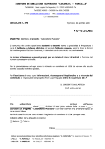 Circ 275 - Iscrizioni progetto musicale