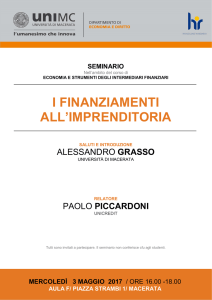 I FINANZIAMENTI ALL`IMPRENDITORIA