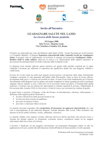 Invito all`Incontro GUADAGNARE SALUTE NEL LAZIO La ricerca