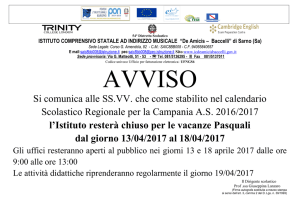 Si comunica alle SS.VV. che come stabilito nel calendario