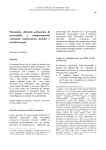 Psicopatia, disturbo antisociale di personalità e