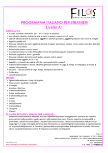 PROGRAMMA ITALIANO PER STRANIERI Livello A1