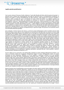 Legalità, giustizia, giustificazione Il più recente volume di Francesco