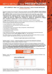 KEY to METALS • Steel PRESENTAZIONE