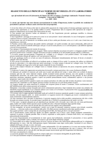 riassunto delle principali norme di sicurezza in un laboratorio chimico
