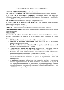 COME SI SCRIVE UNA RELAZIONE DI LABORATORIO 1. TITOLO