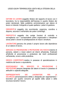 LEGGE 626/94 TERMINOLOGIA USATA NELLA STESURA DELLA
