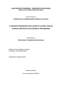 Il disagio psicosociale nei luoghi di lavoro:analisi di rischi, metodi di