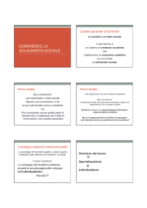 DURKHEIM E LA SOLIDARIETA` SOCIALE