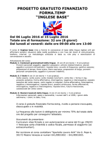 PROGETTO GRATUITO FINANZIATO FORMA.TEMP “INGLESE BASE”