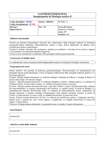 GASTROENTEROLOGIA Insegnamento di Patologia medica II