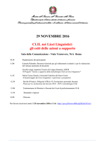 29 NOVEMBRE 2016 CLIL nei Licei Linguistici: gli esiti delle azioni