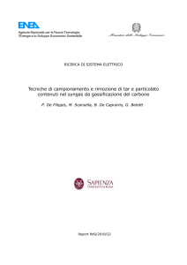 Tecniche di campionamento e rimozione di tar e particolato