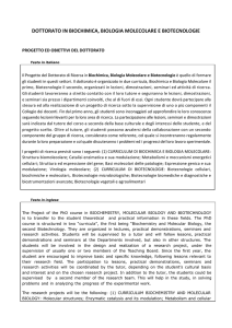 PROGETTO FORMATIVO Biochimica biologia molecolare e