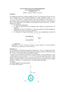 Prova d`esonero del corso di Elettromagnetismo per i corsi di laurea