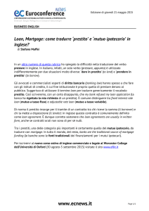 Loan, Mortgage: come tradurre `prestito` e `mutuo ipotecario` in
