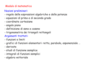 Modulo di matematica Nozioni preliminari: