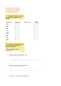 Le forme del verbo Il presente semplice (simple present)