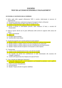 ESEMPIO TEST DI ACCESSO ECONOMIA E MANAGEMENT