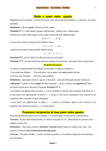 Rette e piani nello spazio Posizioni reciproche di due piani nello