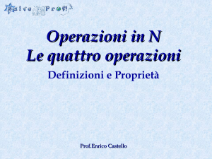 Operazioni in N Le quattro operazioni