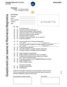 Questionario per esame di risonanza magnetica