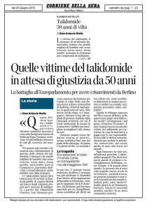 Quelle vittime del talidomide in attesa di giustizia da 50 anni